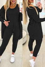 Lux Knit Three Piece Cardigan Tank Leggings Set For Women Signature