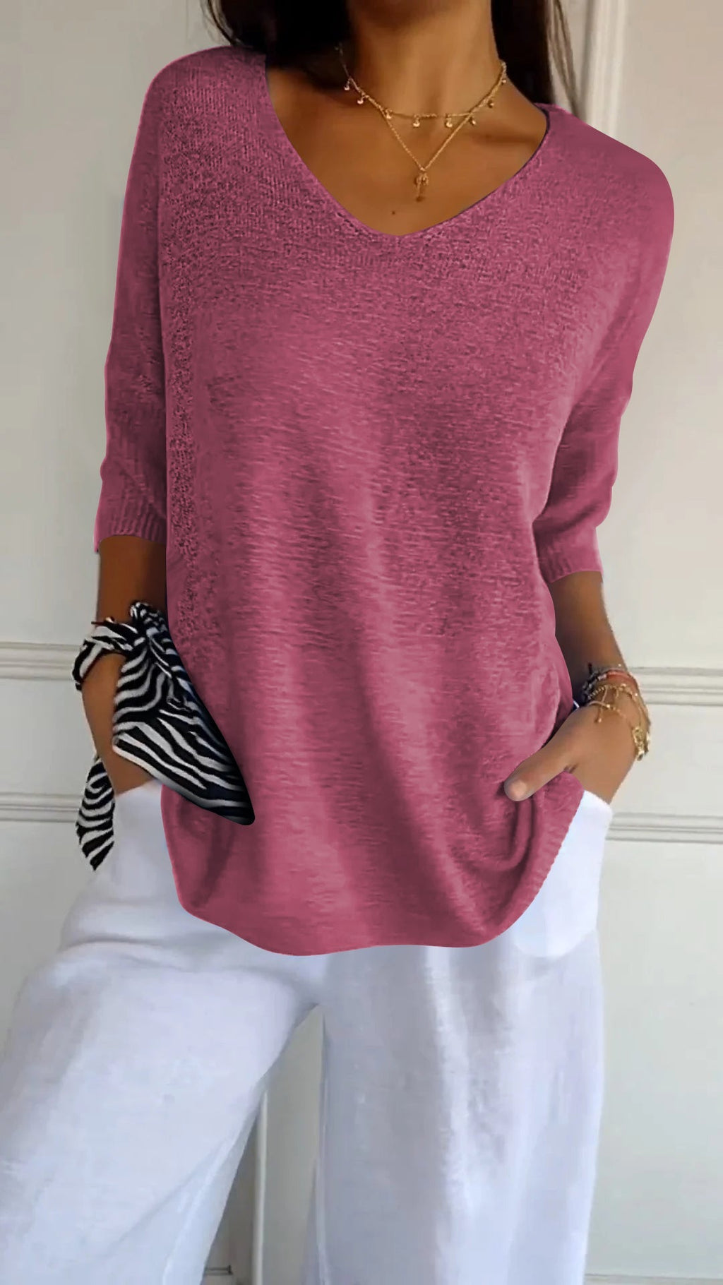 V-Neck Top Women Luxe Silk Collection Limited Edition Timeless Everyday Chic