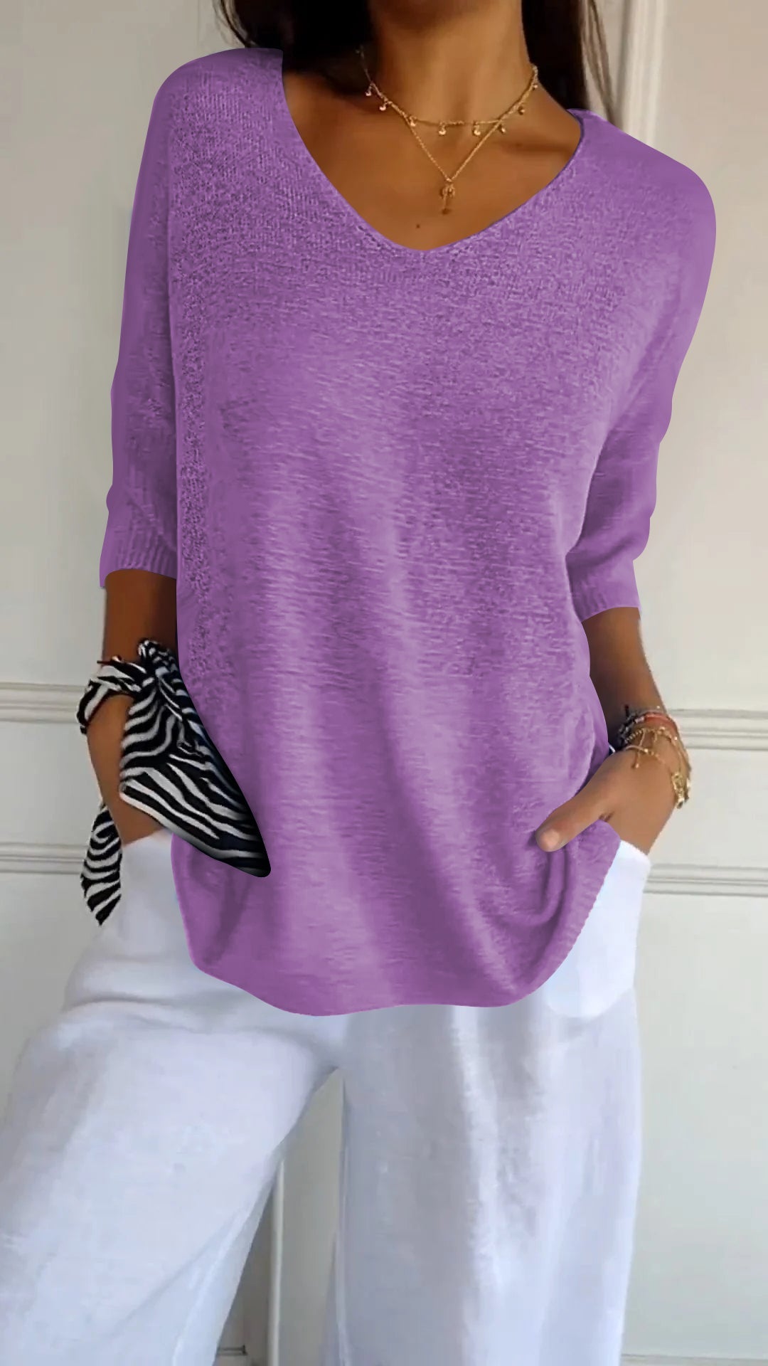 V-Neck Top Women Luxe Silk Collection Limited Edition Timeless Everyday Chic