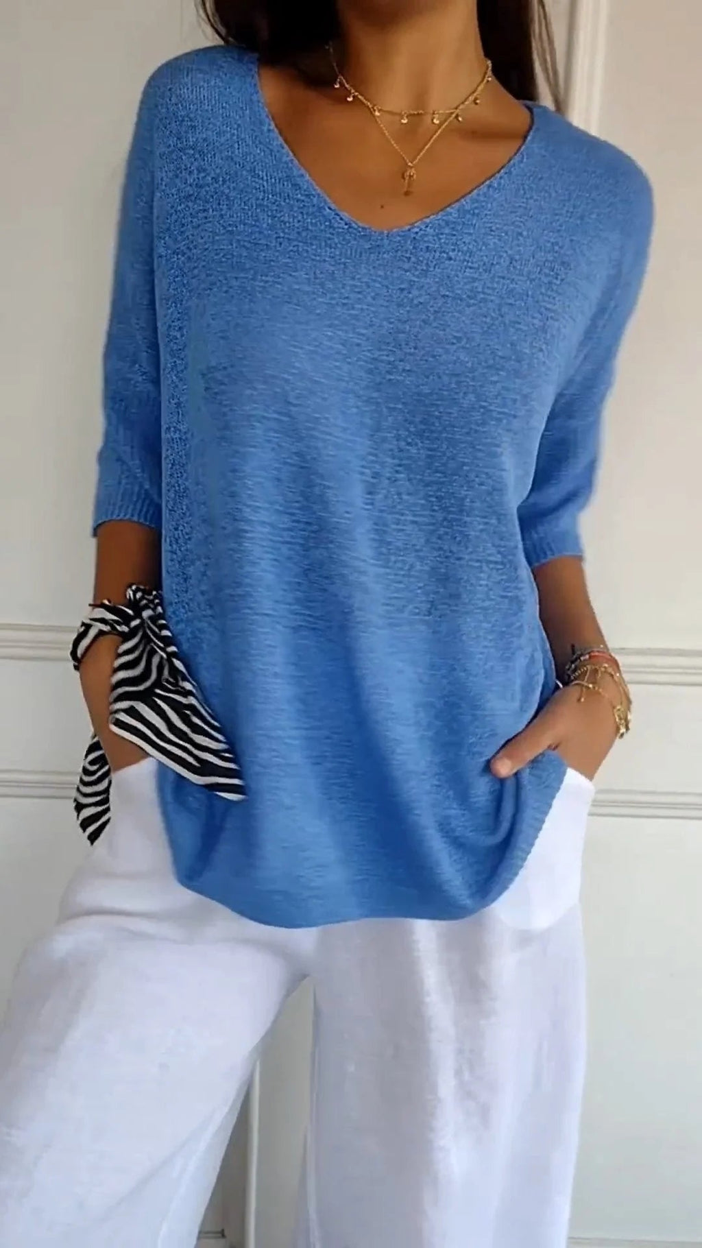 V-Neck Top Women Luxe Silk Collection Limited Edition Timeless Everyday Chic