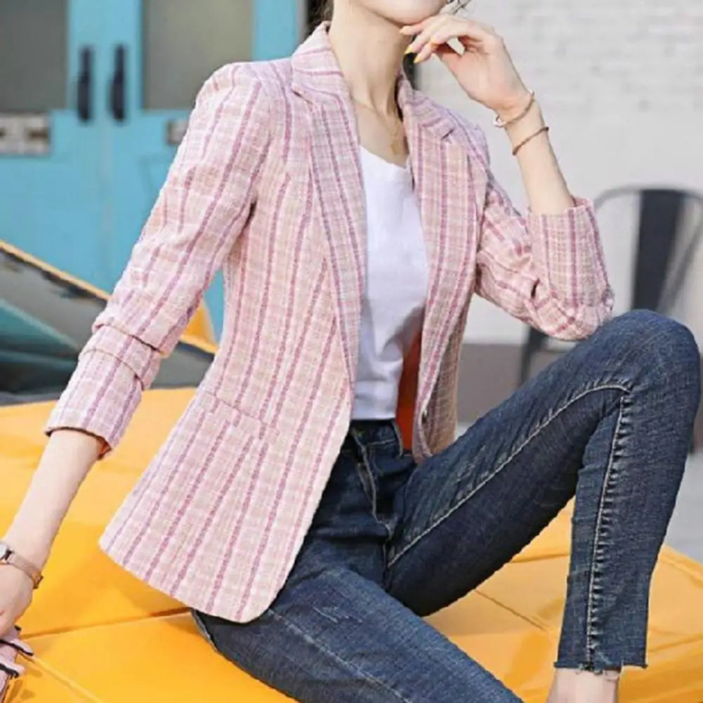 Hannah Classic Checkered Blazer Single Button Wool Blend Limited Collection