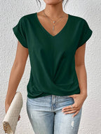 Lux Linen V Neck Top Women Short Sleeve Summer Blouse Exclusive