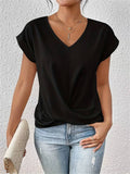 Lux Linen V Neck Top Women Short Sleeve Summer Blouse Exclusive