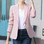 Hannah Classic Checkered Blazer Single Button Wool Blend Limited Collection