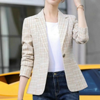 Hannah Classic Checkered Blazer Single Button Wool Blend Limited Collection