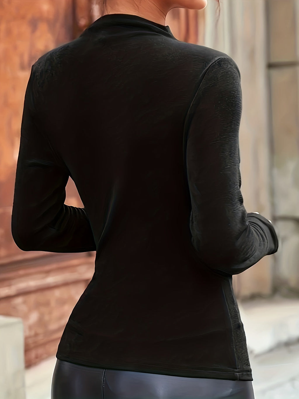 Elijah Ruched Mock Neck Long Sleeve Top Polyester Blend Edition
