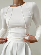 Ribbed Long Sleeve Top Luxe Limited Collection With Exposed Seam Detail