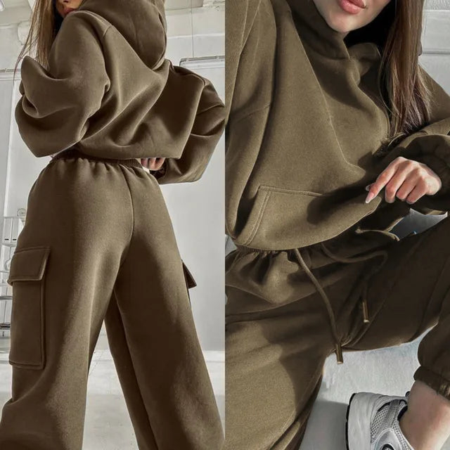Womens Hooded Tracksuit Plush Fabric Collection Elite Edition
