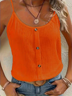 Luxe Linen Collection Sleeveless Button Front Top For Women Limited
