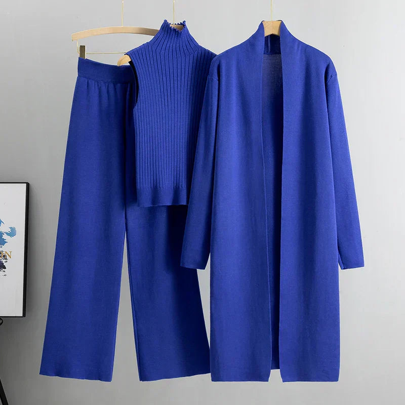 Women's Three-Piece Cardigan and Trousers Set Luxe Knit Collection Exclusive