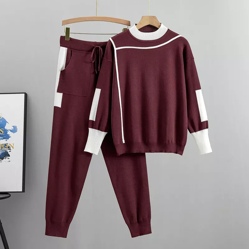 Premium Knit Jumper And Trousers Set Colourblock Collection Edition