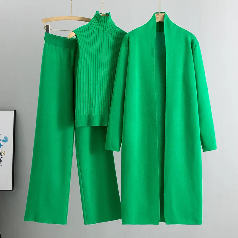Women's Three-Piece Cardigan and Trousers Set Luxe Knit Collection Exclusive