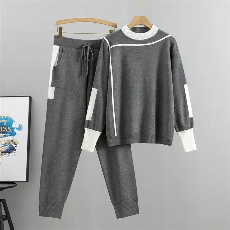 Premium Knit Jumper And Trousers Set Colourblock Collection Edition