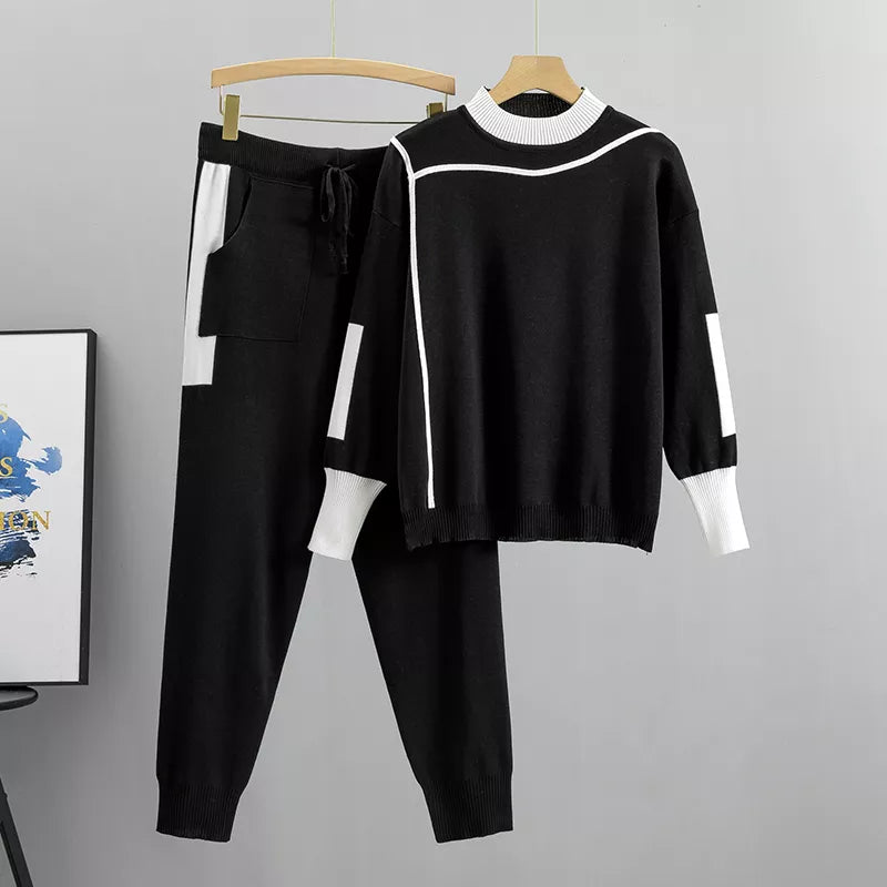 Premium Knit Jumper And Trousers Set Colourblock Collection Edition