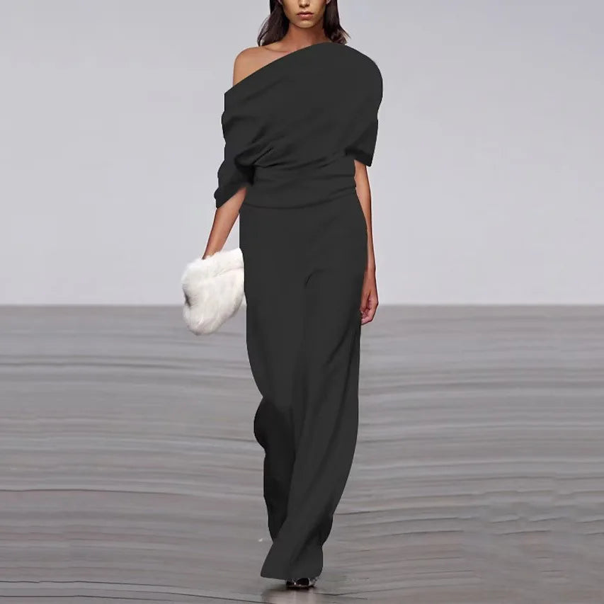 Elegant Elite Spring Jumpsuit With Single-Breasted Neckline