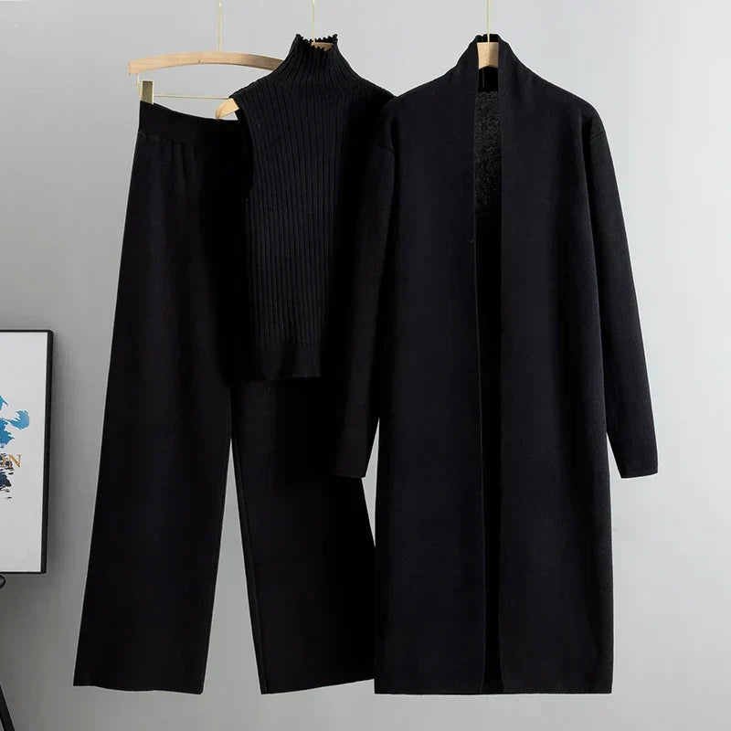 Women's Three-Piece Cardigan and Trousers Set Luxe Knit Collection Exclusive