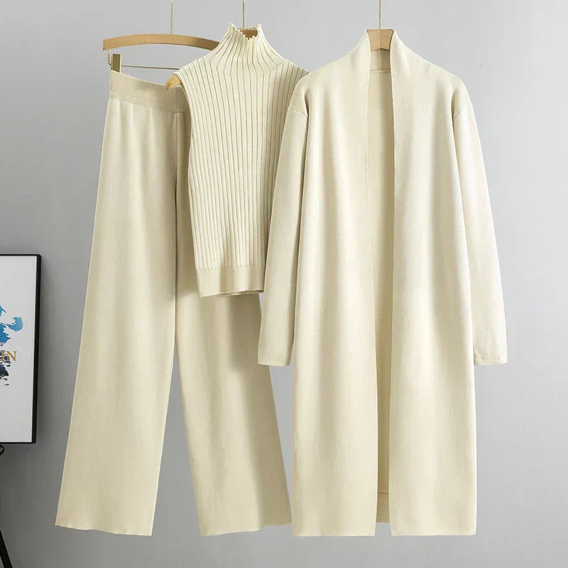 Women's Three-Piece Cardigan and Trousers Set Luxe Knit Collection Exclusive