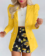 Wool Blend Blazer And Mini Skirt Set For Women With Timeless Capsule