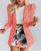 Wool Blend Blazer And Mini Skirt Set For Women With Timeless Capsule