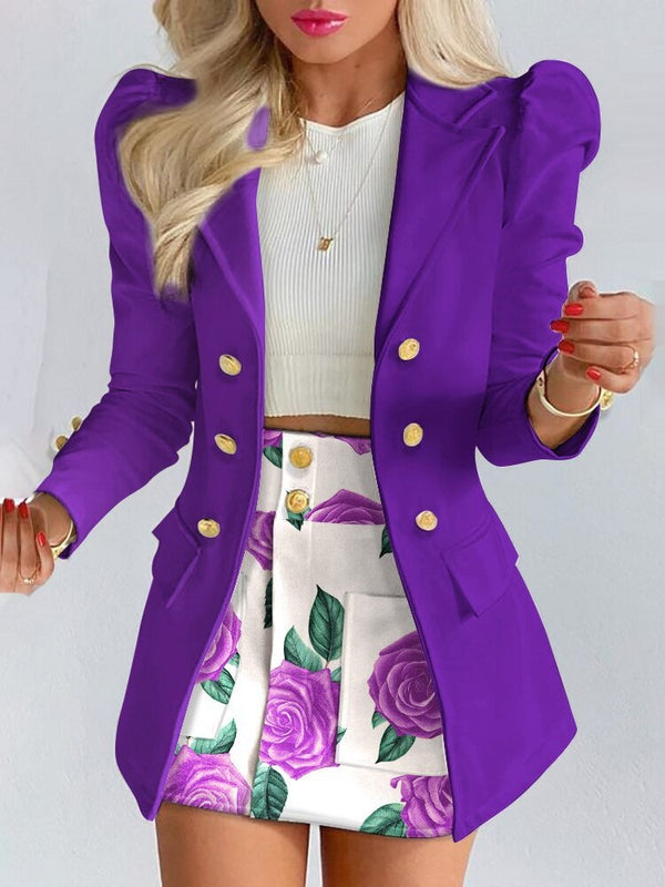 Wool Blend Blazer And Mini Skirt Set For Women With Timeless Capsule