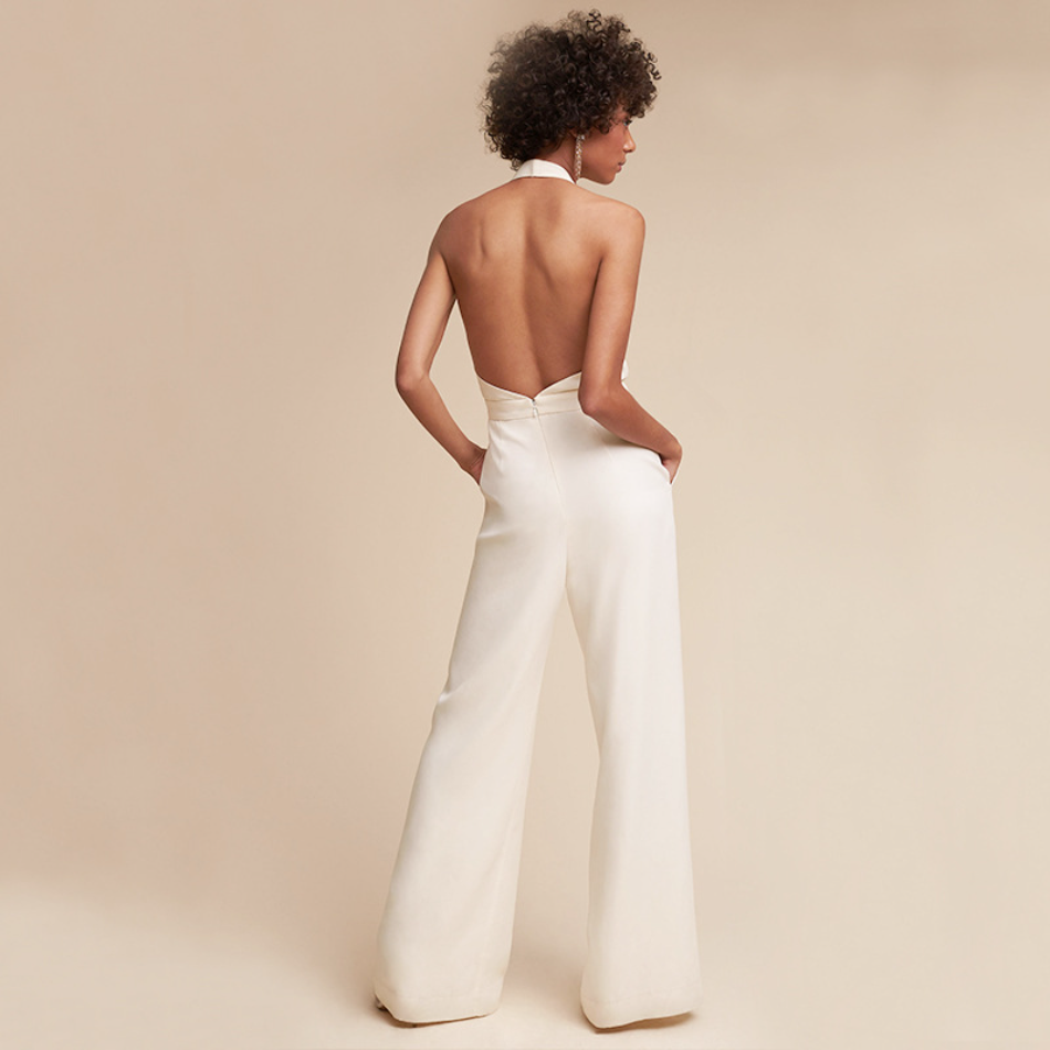 Crepe Sleeveless Jumpsuit For Women Elegant Wide Leg Limited Edition