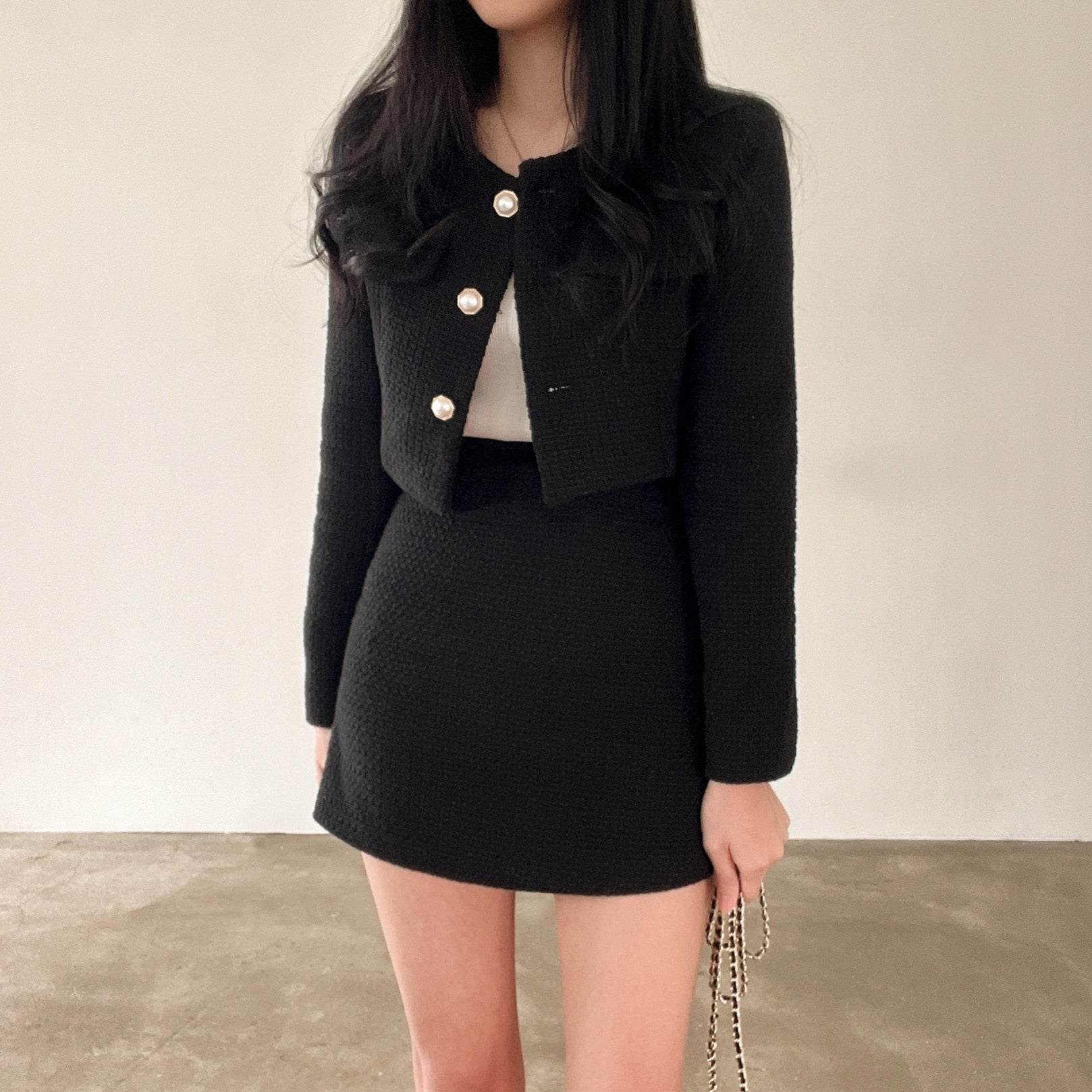 Premium Wool Blend Women's Blazer And Skirt Set Limited Edition