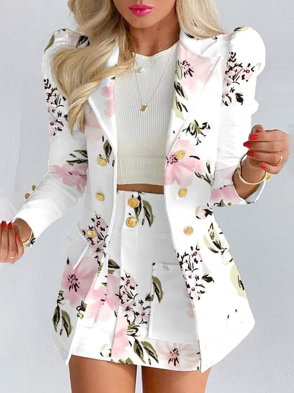 Wool Blend Blazer And Mini Skirt Set For Women With Timeless Capsule