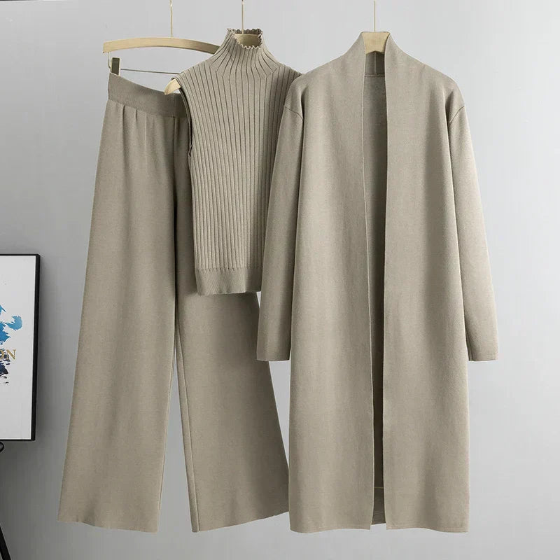 Women's Three-Piece Cardigan and Trousers Set Luxe Knit Collection Exclusive
