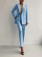 Womens Blazer And Trousers Set Double Breasted Tailored Exclusive