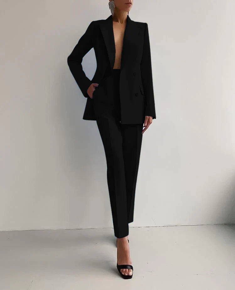 Womens Blazer And Trousers Set Double Breasted Tailored Exclusive