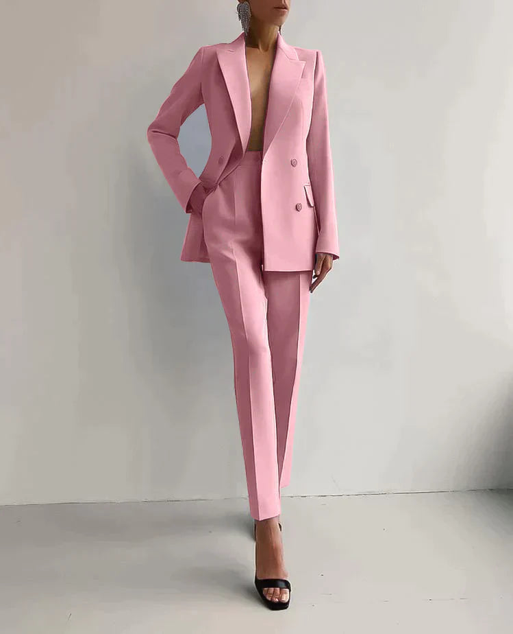 Womens Blazer And Trousers Set Double Breasted Tailored Exclusive