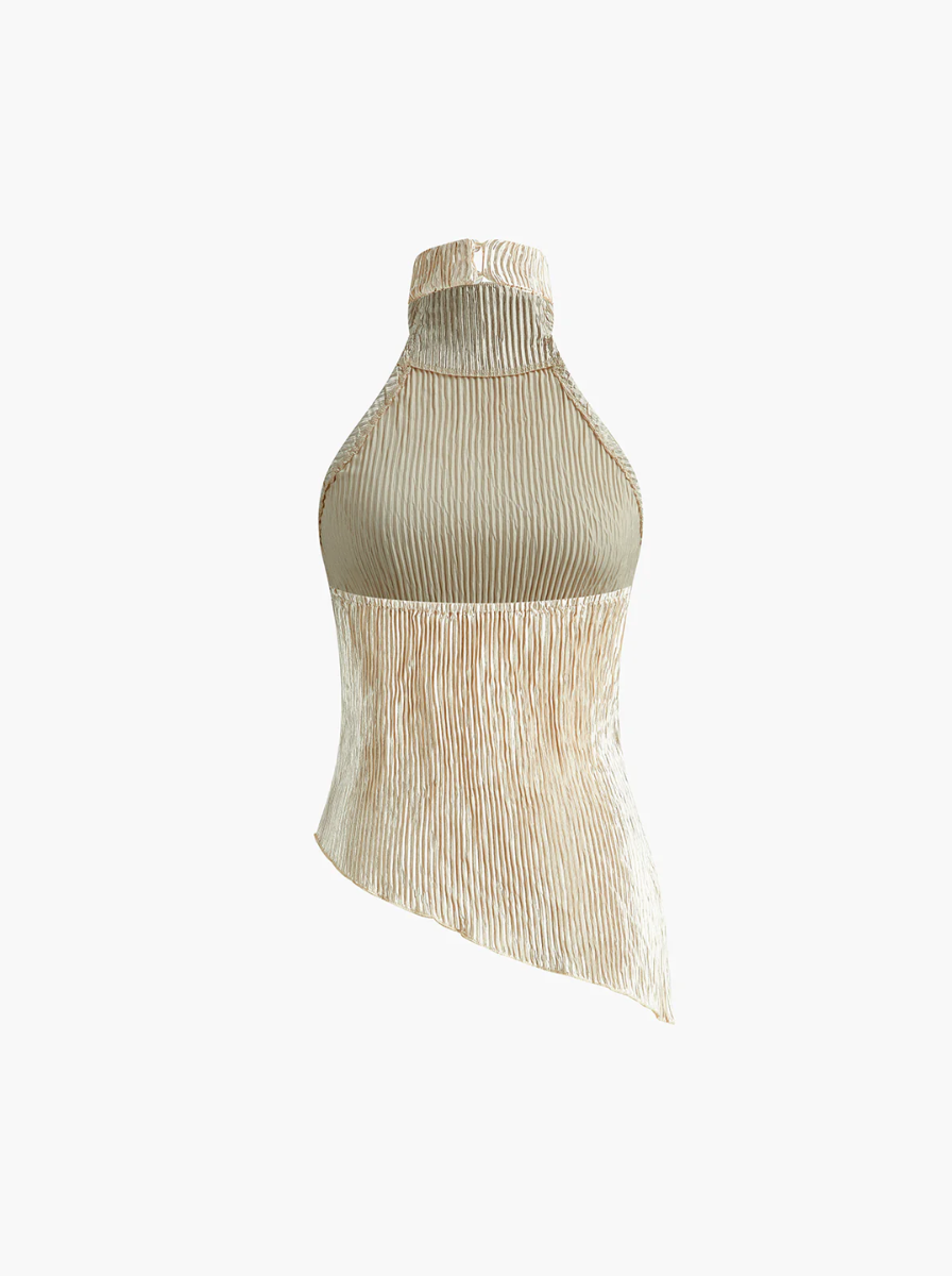 Pleated Fabric Asymmetric Top And Trouser Set Limited Edition Boutique