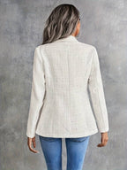 Beige Blazer Luxe Collection Notch Lapel Exclusive Double Breasted