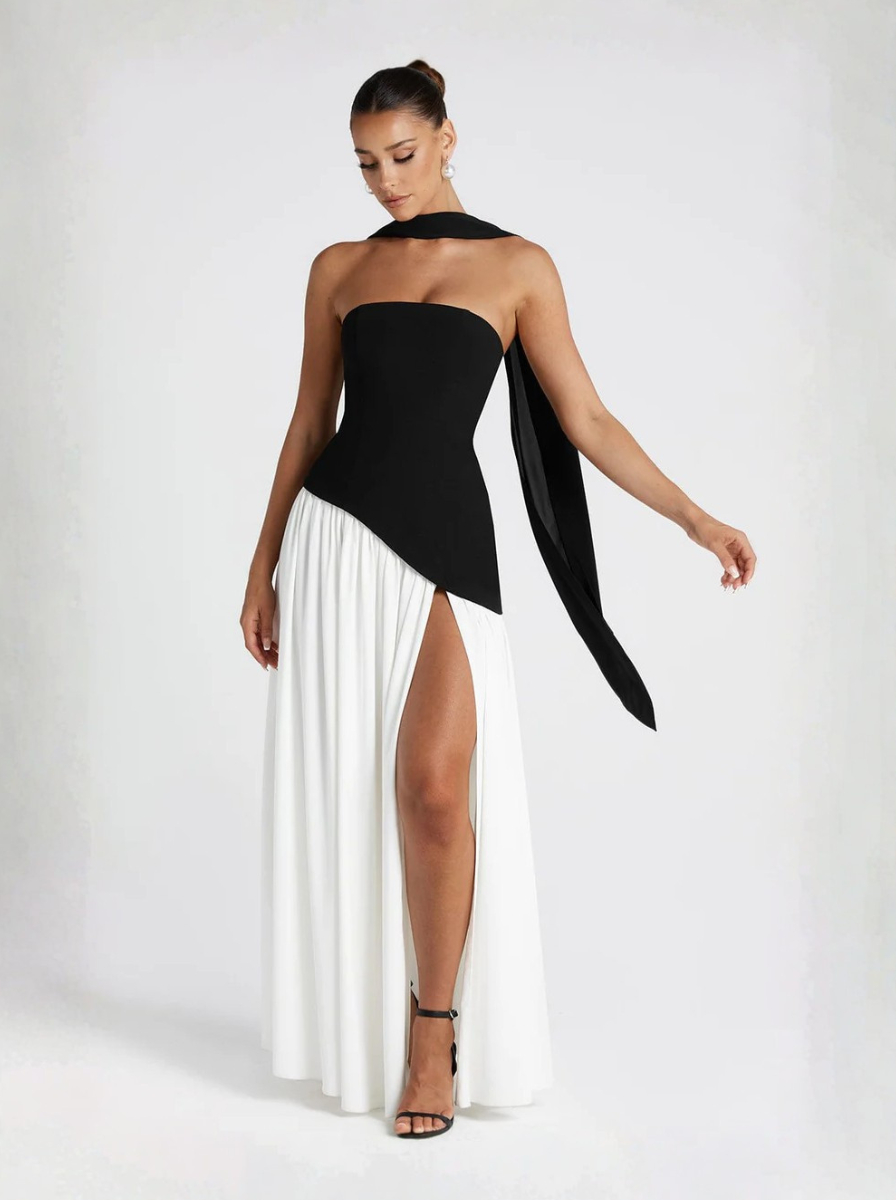 Monochrome Collection Strapless Maxi Dress Limited Edition Evening Gown