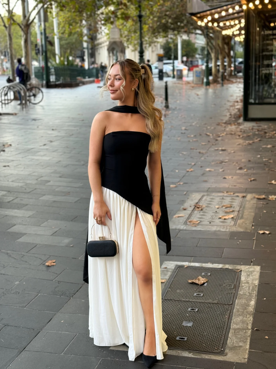 Monochrome Collection Strapless Maxi Dress Limited Edition Evening Gown
