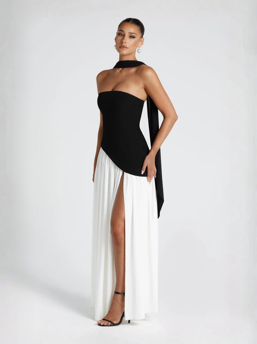 Monochrome Collection Strapless Maxi Dress Limited Edition Evening Gown