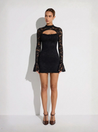 Lace Long Sleeve Mini Dress Floral Lace Overlay Eveningwear Limited Edition