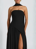 Black Maxi Dress Crepe Evening Wear Limited Edition