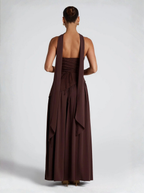 Brown Strapless Maxi Dress Silk Blend Evening Collection Limited Edition