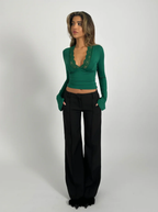 Burgundy Lace Crop Top Long Sleeve Seventies Luxe Collection Limited Edition