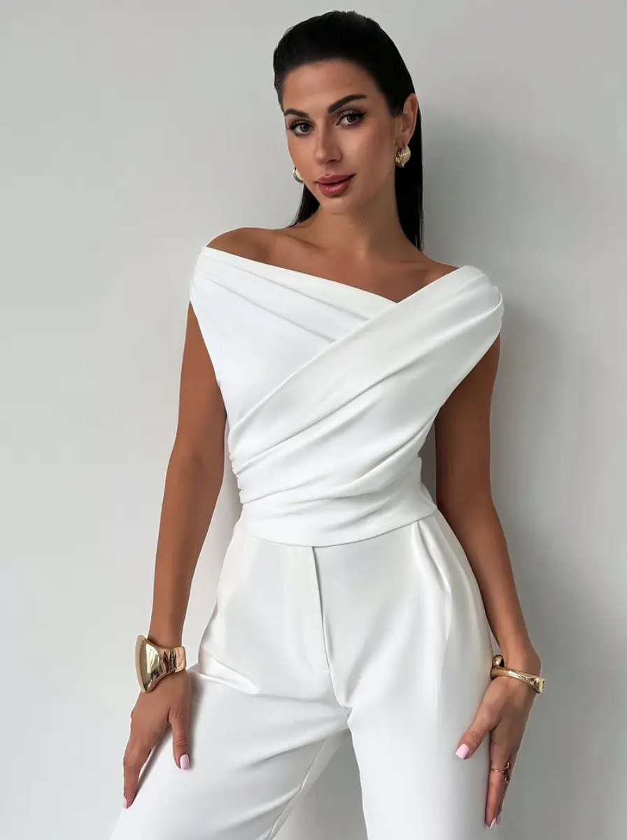 Elegant Satin One Shoulder Blouse From The Satin Sheen Collection Exclusive