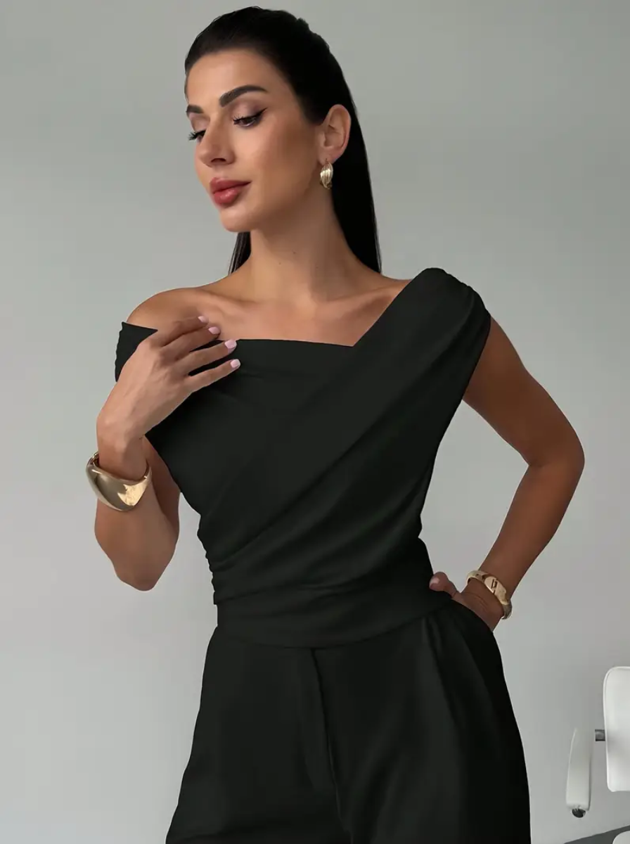 Elegant Satin One Shoulder Blouse From The Satin Sheen Collection Exclusive
