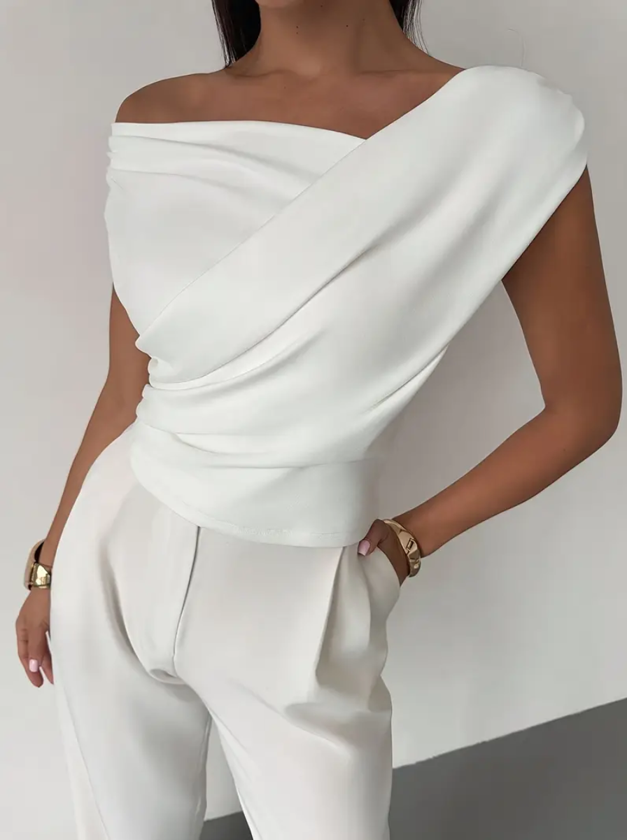 Elegant Satin One Shoulder Blouse From The Satin Sheen Collection Exclusive