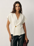 V-Neck Button Down Blouse, Architectural Collection Limited Edition