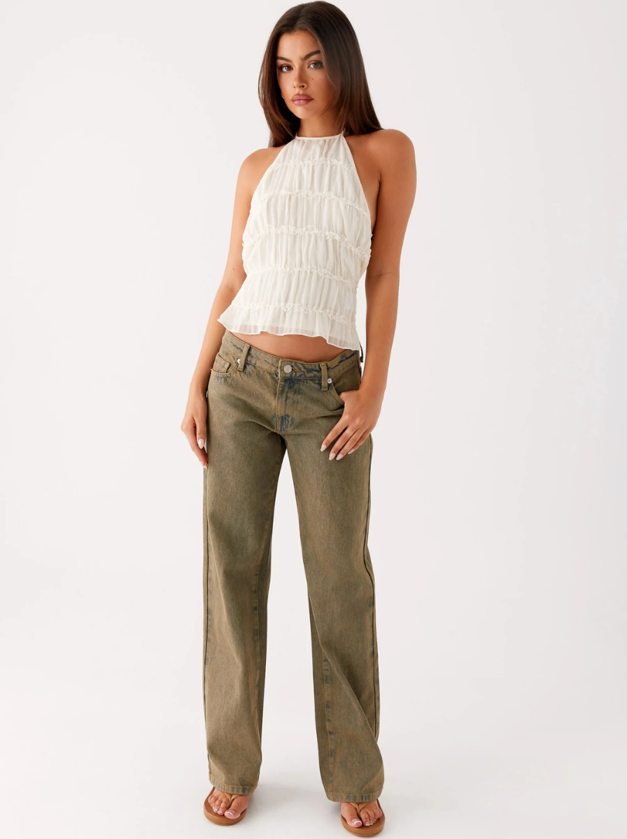 Halter Tank Top Featherlight Fabric Ethereal Pleats Collection Limited Release