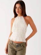 Halter Tank Top Featherlight Fabric Ethereal Pleats Collection Limited Release