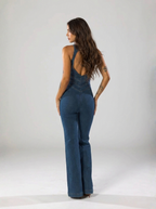 Premium Denim Jumpsuit Heart Back Design Zip Front Limited Edition
