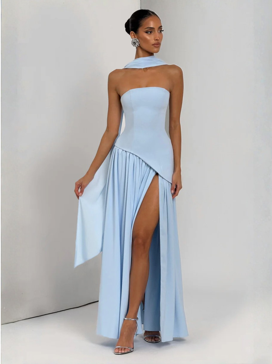 Powder Blue Off Shoulder Maxi Dress Essence Collection Exclusive Edition