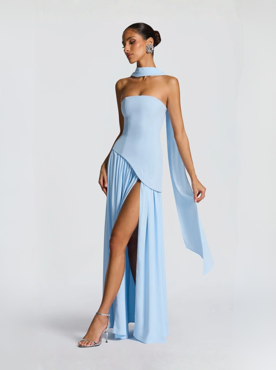 Powder Blue Off Shoulder Maxi Dress Essence Collection Exclusive Edition