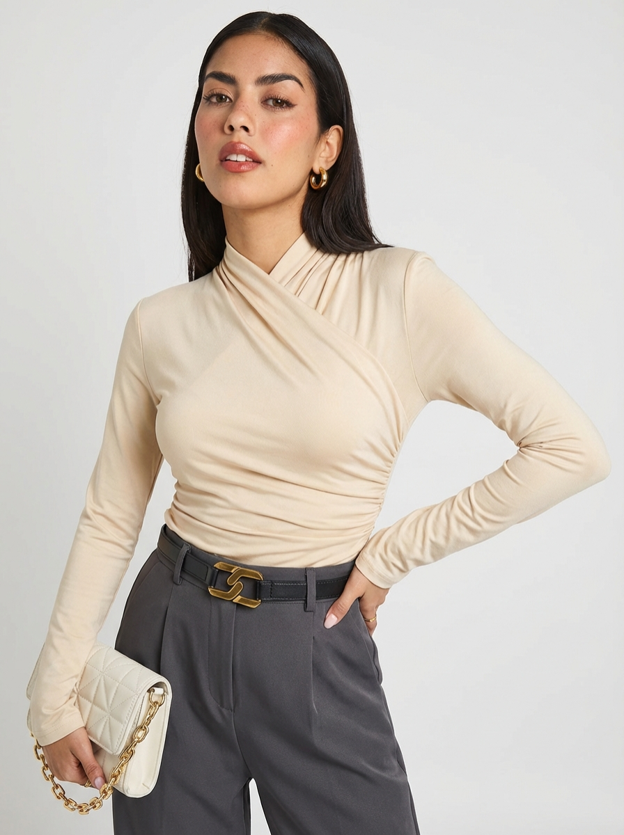 Silk Luxe Crossover Wrap Top For Women Exclusive Modern Collection